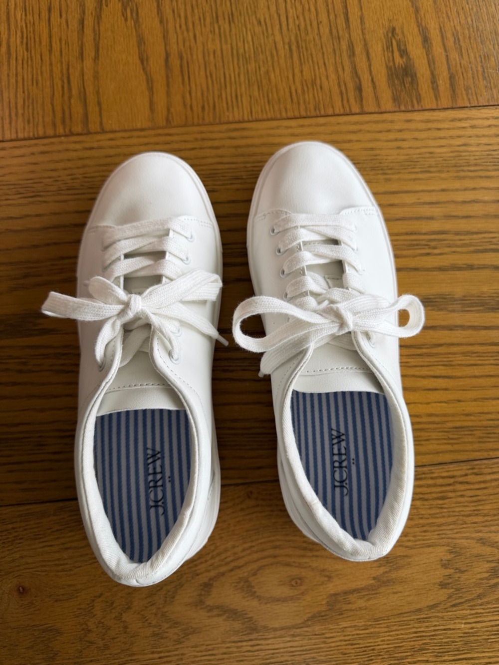 J. Crew White Low-Top Lace-Up Sneakers